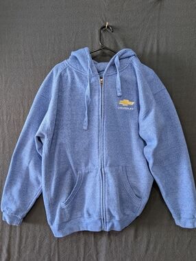 Chevrolet Gold Bowtie Full Zip Blue Hoodie - Men's Size XL